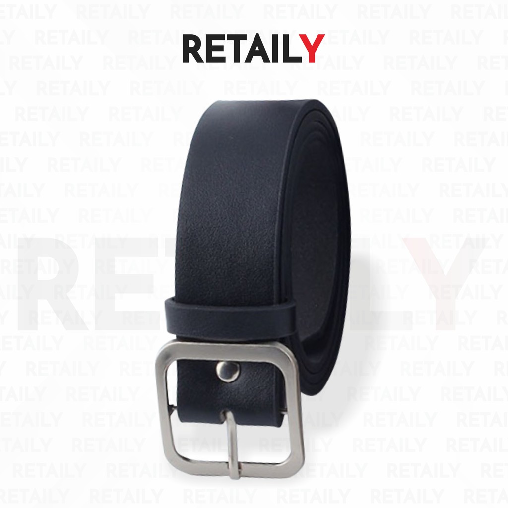 Retaily BELT Sabuk Ikat Pinggang Tali Hitam Gesper Bahan PU Unisex