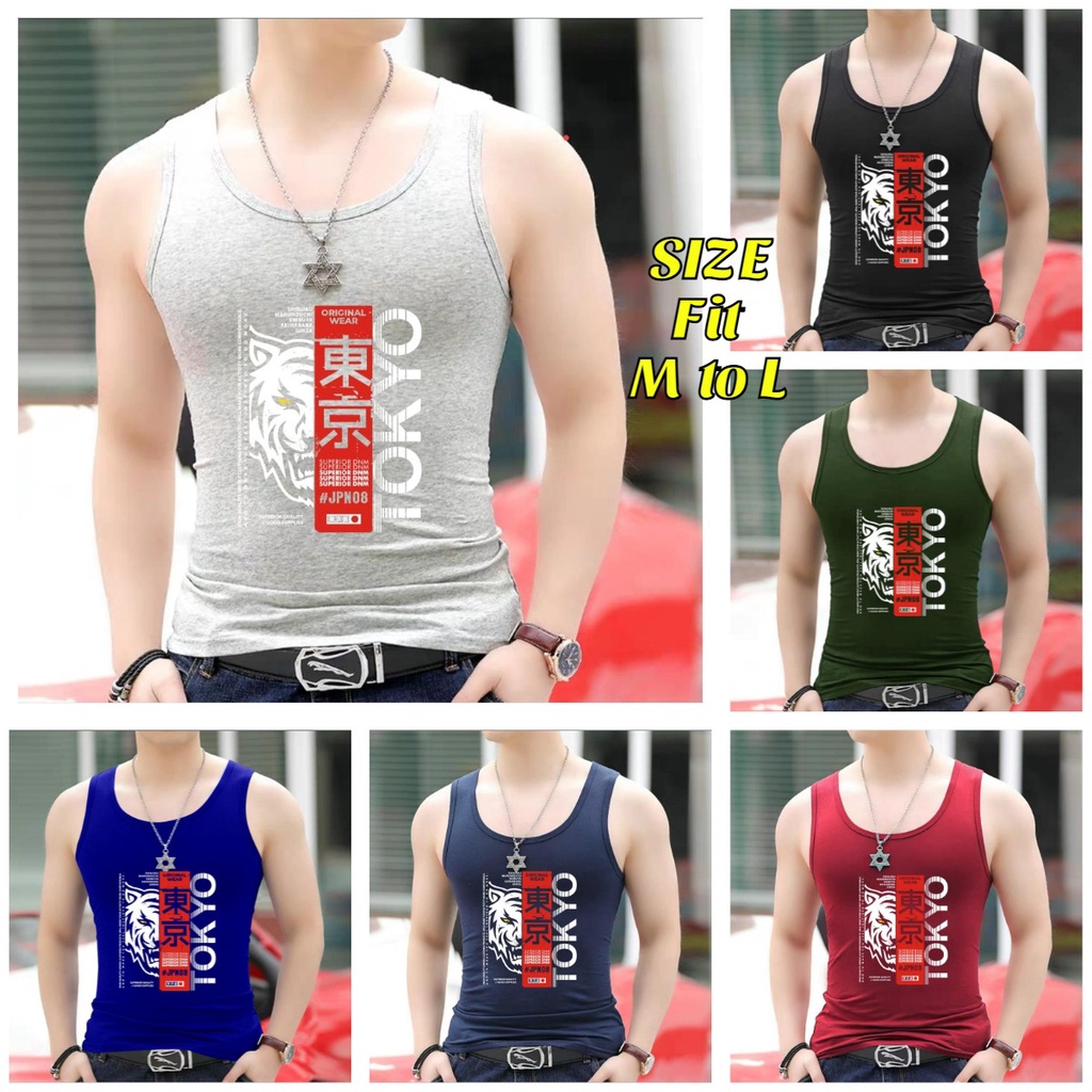 DS - SINGLET SPANDEX MOTIF TOKYO / kaos cowok / kaos singlet / kaos dalem singlet cowok