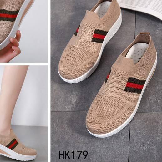 ♙ SFOS - Sepatu Helynz Cerryn Wedges Soft Kanvas Elastis Anti Slip Import Casual HL-179 ✬