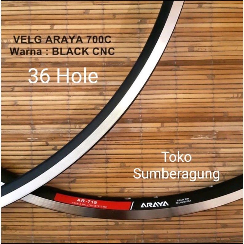 VELG RIMS FIXIE BALAP ROADBIKE ARAYA 700C 36 HOLE BLACK CNC.DOUBLE WALL Velg ARAYA 700 36 Hole Velg 