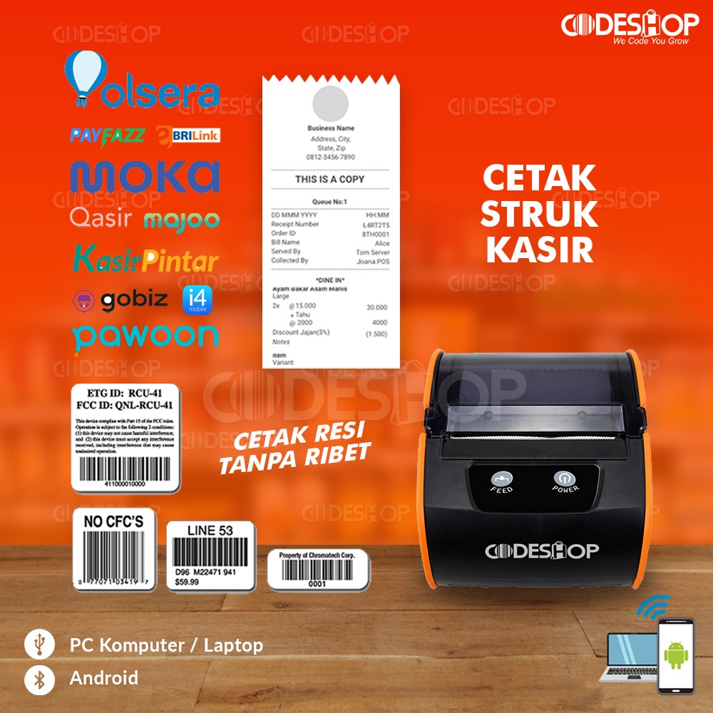 Paket Bundling Printer Bluetooth Codeshop CMT-808 + Label 76x100mm