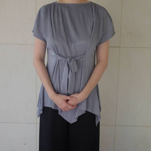 Aurel Pleat Top Silver /Atasan Pleat Premium Murah