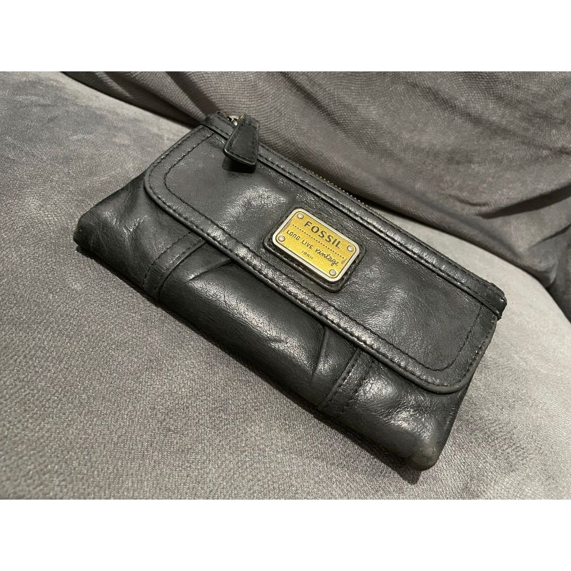 SOLD dompet fossil emory clutch black
