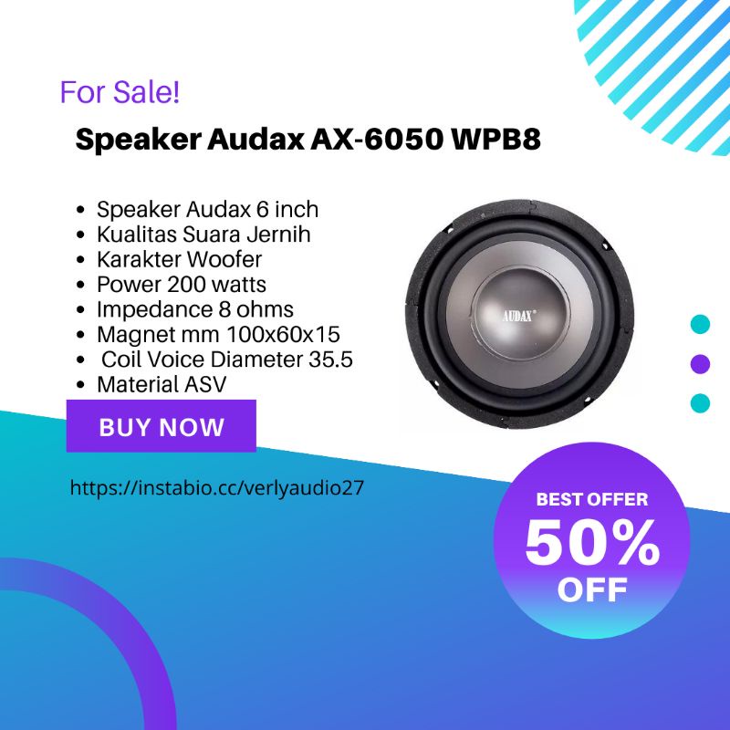 Speaker AUDAX AX-6050 WPB8 Speaker 6 inch Woofer Audax