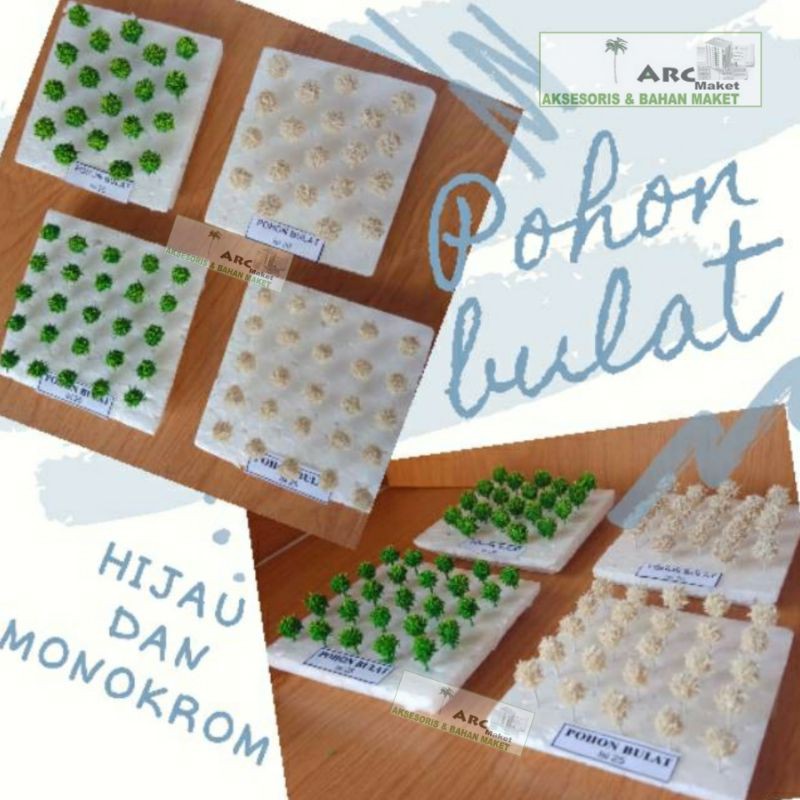 Maket / Miniatur Tanaman Pohon Bulat untuk Arsitektur