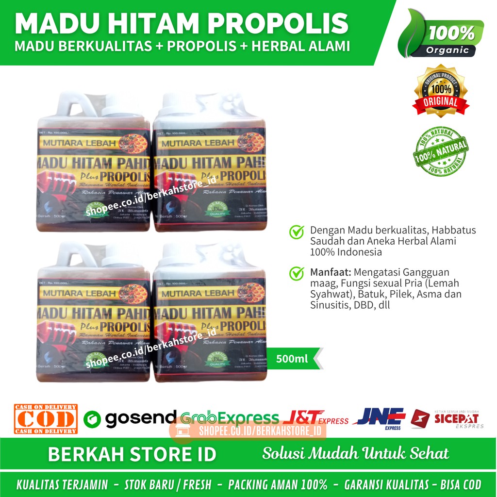 

✅ PROMO / Madu Hitam Propolis 500g - Madu Hitam Pahit Propolis - Madu Plus Propolis