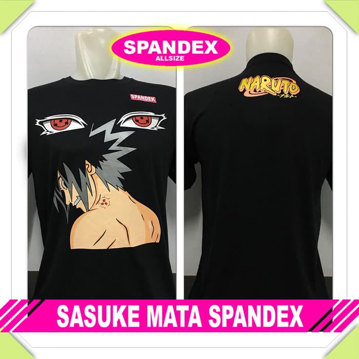 kaos distro kartun SASUKE MATA SPANDEX - Hitam, L