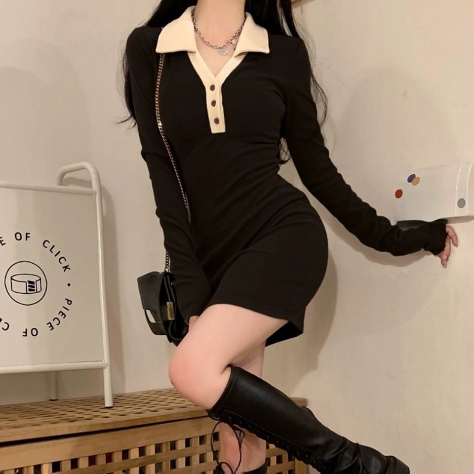 dress korean style [48 hours delivery] knitted dress women s slim fit inner bottoming tight sweet an