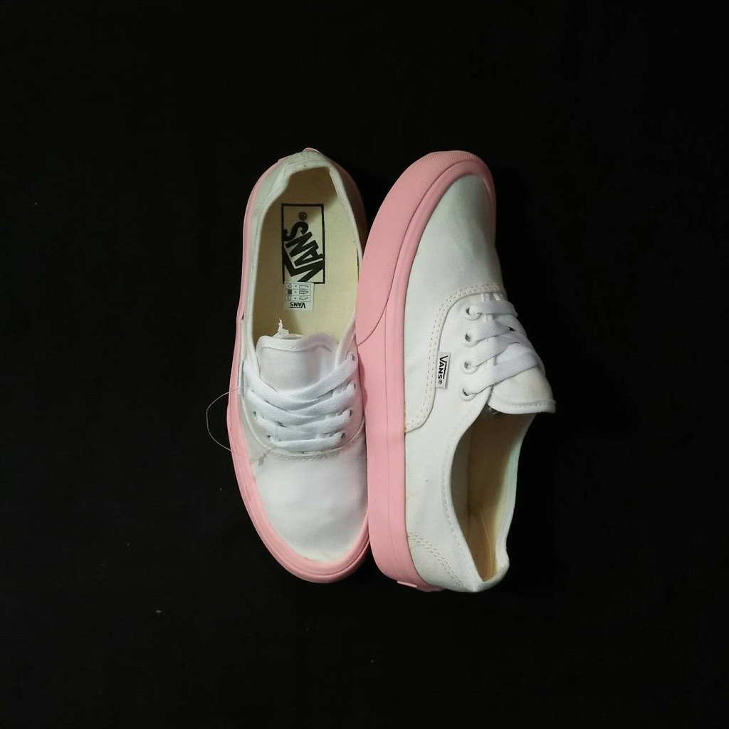 vans authentic white pink