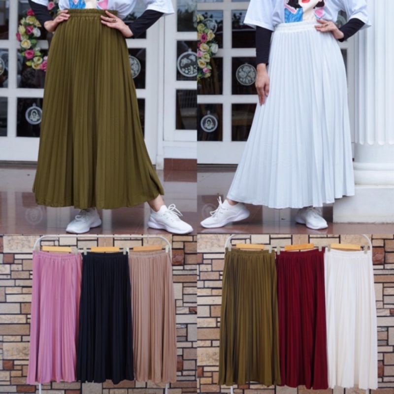 ROK PLISKET PREMIUM /ROK PANJANG MUSLIM/ ROK MAYUNG/rok plisket jumbo wanita