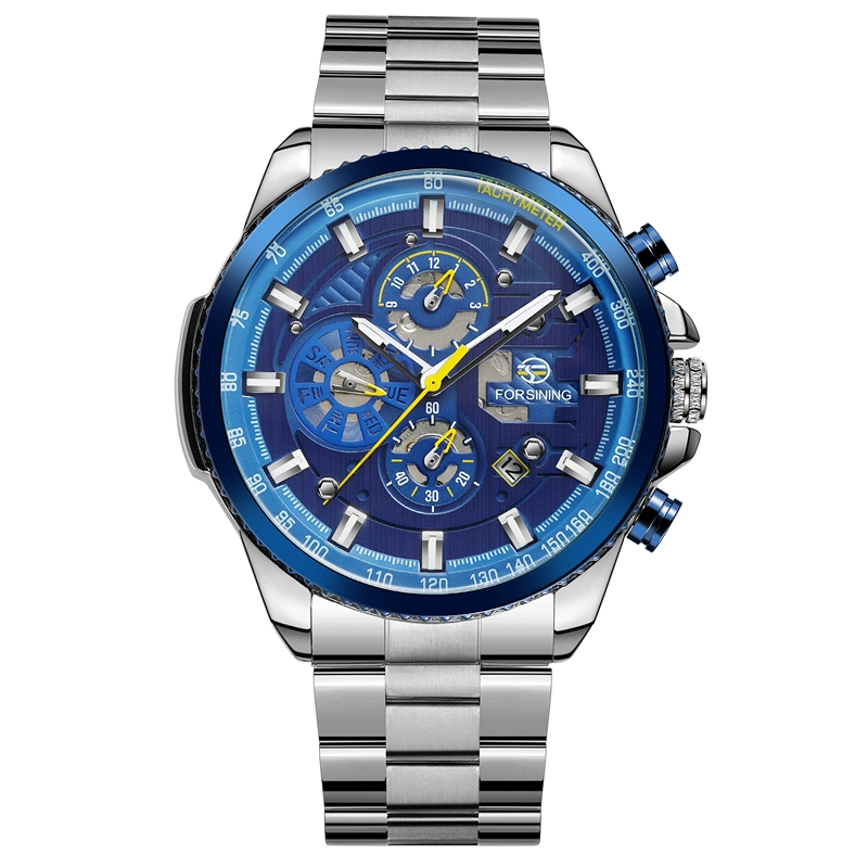

FORSINING Jam Tangan Men'S 3 Dial Olahraga Jam Tangan Pria Stainless Steel