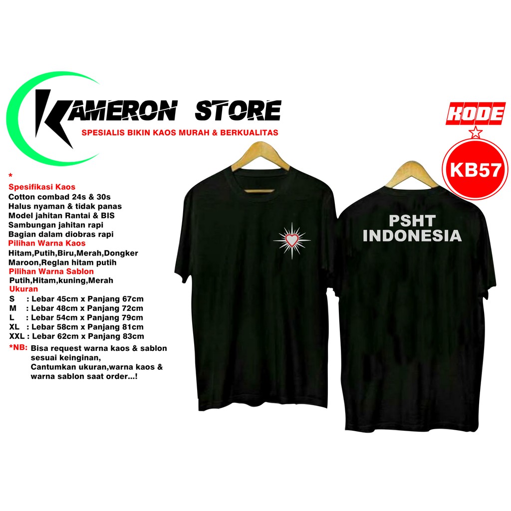 KAOS PSHT KB57 PERSAUDARAAN SETIA HATI TERATE 1922 TERATE INDONESIA