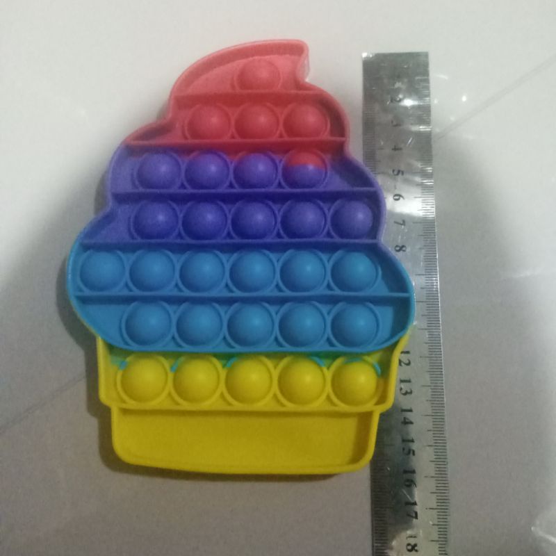 New fidget push Pop Its Round Toy Push bubble stress kids pop it murah popit mainan anak rainbow-IceCream Rainbow15CM