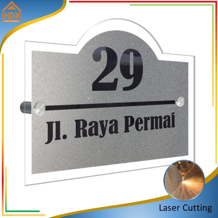 HDK PAPAN NOMOR RUMAH AKRILIK | NOMER RUMAH ACRYLIC | NO RUMAH AKRILIK | HURUF HITAM MODEL 3