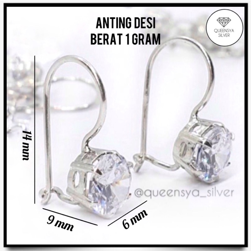 Anting Perak DESI Asli Silver 925 Anak Dewasa || Size Mata 4/6/7mm || Lapis Emas Kuning Putih 18K