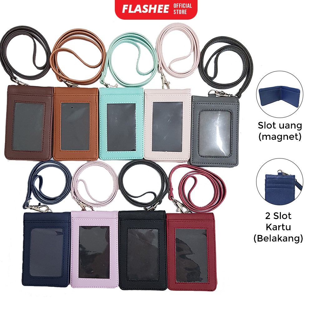 

ID Card Holder Magnet Lanyard Magnet Name Tag Kulit Termurah Berkualitas PU Leather ID Card