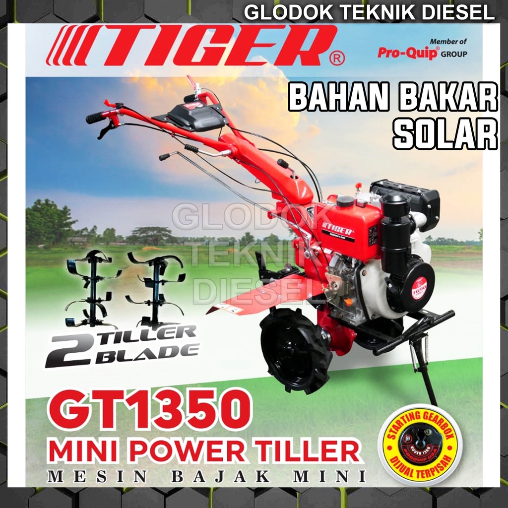 TIGER Mesin Traktor Bajak Sawah Solar Mini Power Tiller GT 1350 ORIGINAL TERBAIK