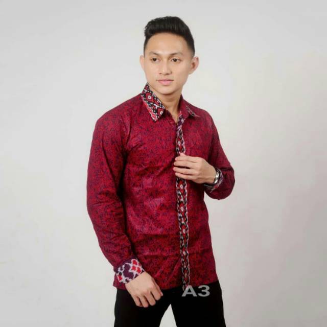 FLASH SALE • SERAGAM BATIK • SERAGAM KANTOR • SUPER DISKON •  KEMEJA BATIK • Mega Mendung Merah