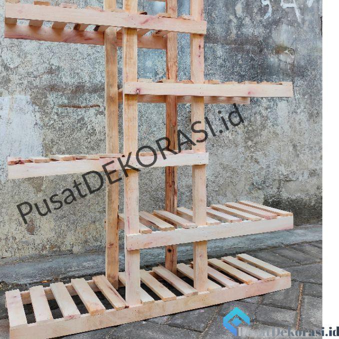 MNO058 Rak Tanaman Hias Rak Bunga Kayu 6 Susun Tempel Dekorasi Dinding Minimalis Hiasan Taman Murah