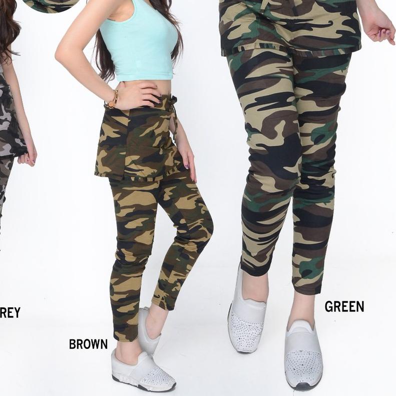 ☼ celana senam rok army/celana senam loreng army bahan spandex import ✾