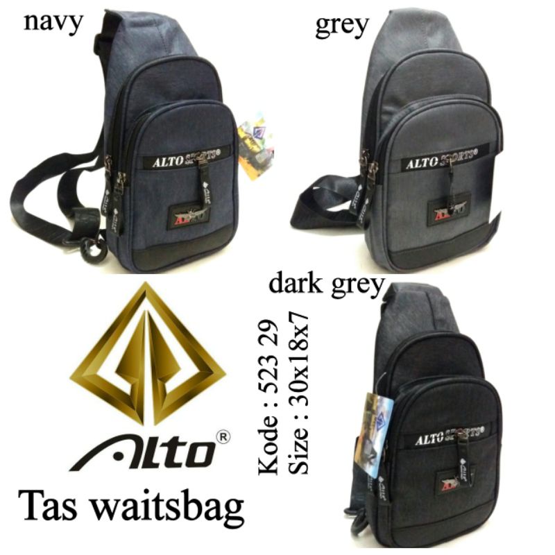 TAS WAISTBAG COWOK ORIGINAL BY ALTO 523 29 3 WARNA  NAVY GREY DAN DARKGREY TERBARU HARGA MURAH