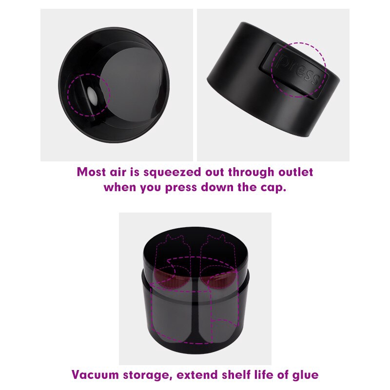 Genielash Eyelash Glue Storage Tank Jar Eyelash Extension Adhesive Storage Glue Container Stand Extend Glue Life