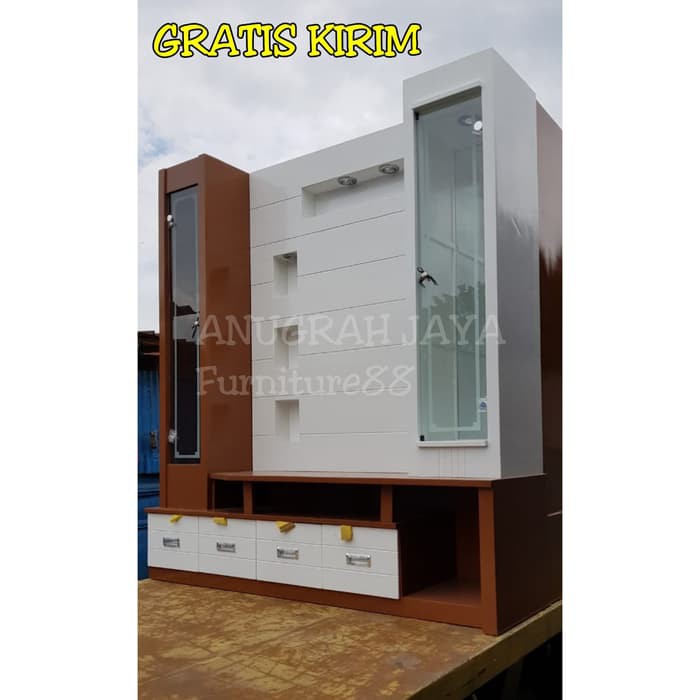 Bufet Tv Pajangan Cristal Lampu Led / Bufet Tv Tinggi Uk 180cm (LED 43 inch)