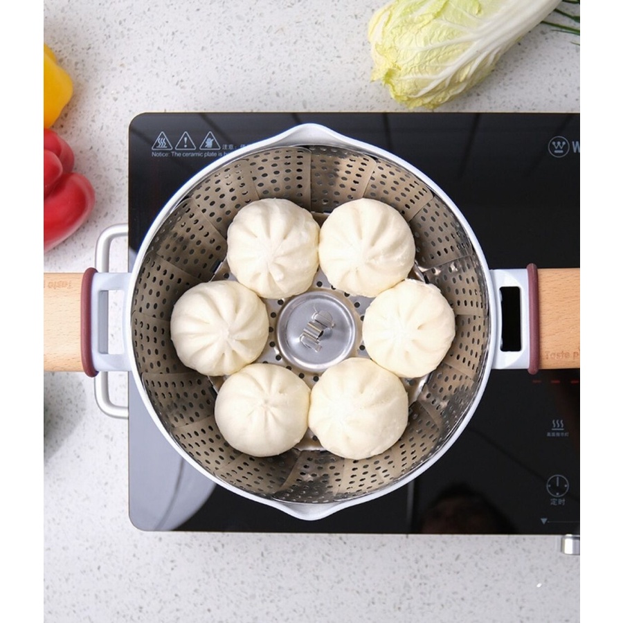 TATAKAN KUKUSAN Panci Steamer Stainless Lipat Flexible Kukus Dimsum Makanan Sayur Ikan Kue