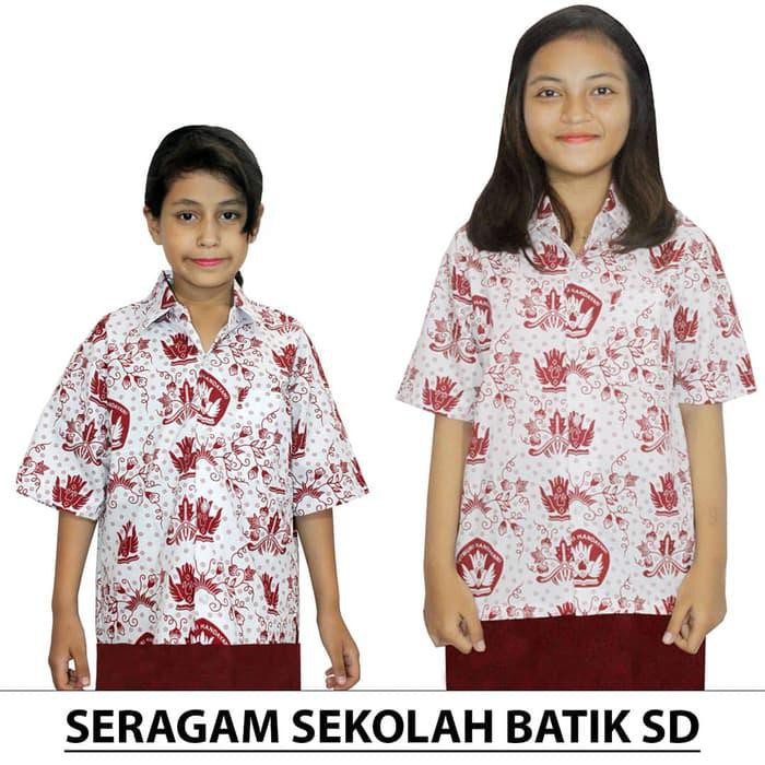 terbaru Seragam Batik Sekolah SD SIZE 5 s/d 15 Batik Lengan Pendek (HSB001-01) - UKURAN 4 bergaya