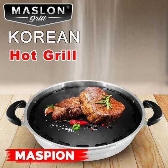 Produk Terbaik] Grill Pan Anti Lengket Bbq Panggangan Maspion Korean Hot Grill