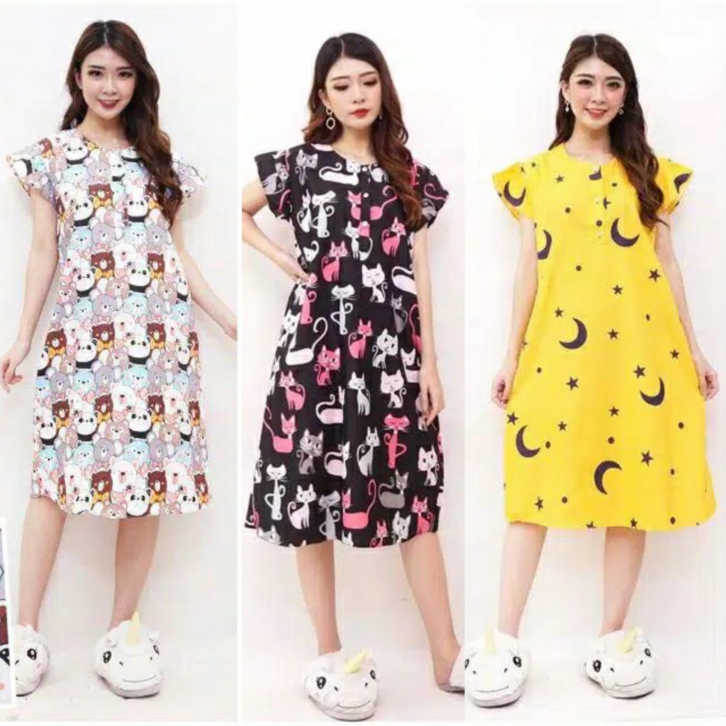DASTER KARAKTER lengan pendek motif campur katun Jepang DASTER KARAKTER lengan pendek motif campur katun Jepang