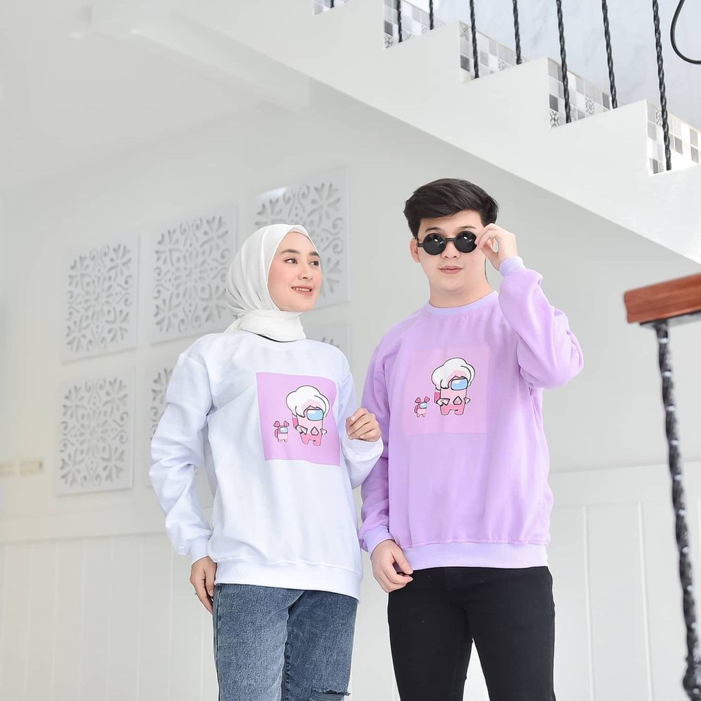 Sweter Wanita Pria AMONG US Bahan fleece tebal tidak panas