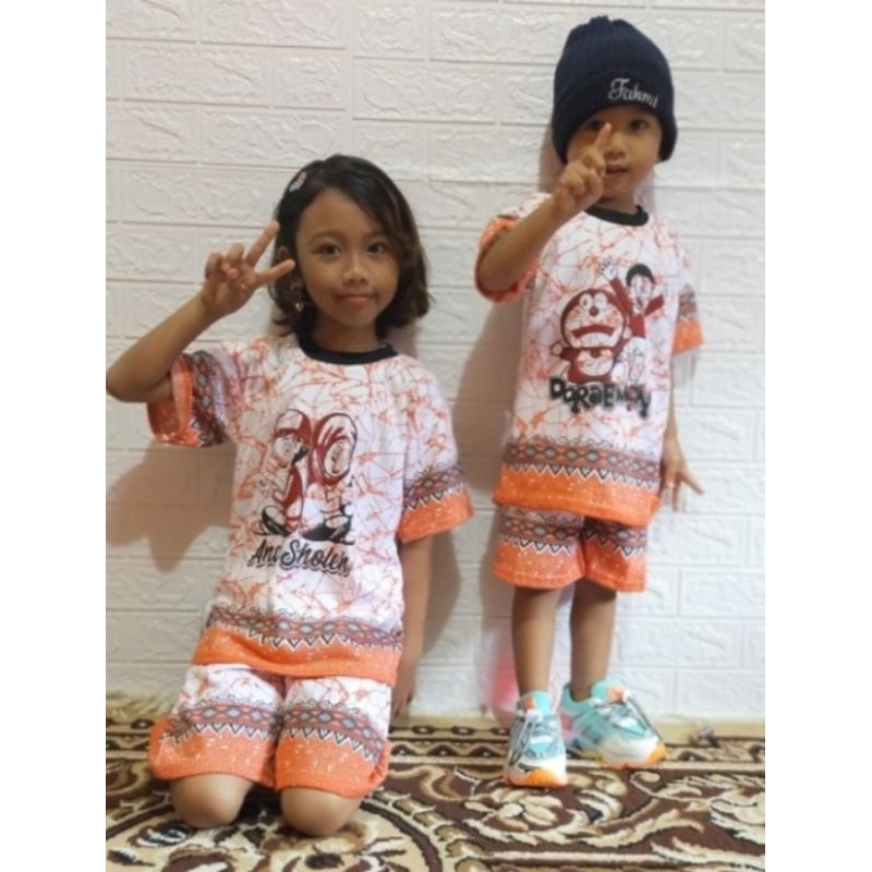 SETELAN ANAK(FULL PRiN BERGAMBAR) BATIK / SETELAN KAOS MURAH