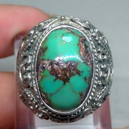 Batu Akik Cincin Pirus Persia Hijau Asli