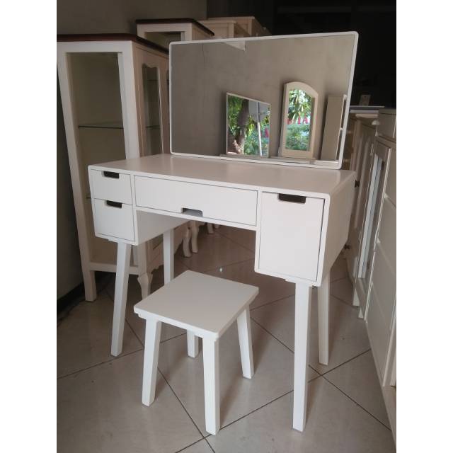 Hera Dresser Meja Rias Mahoni Minimalis Shabby Chic Scandi Duco Putih Freeong Surabaya Sidoarjo