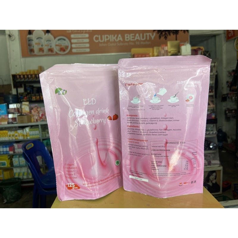 &lt;pn.x&gt; [ halal ] isi 125 gr full - eld collagen drink strawberry - minuman serbuk collagen eld rasa strawberry