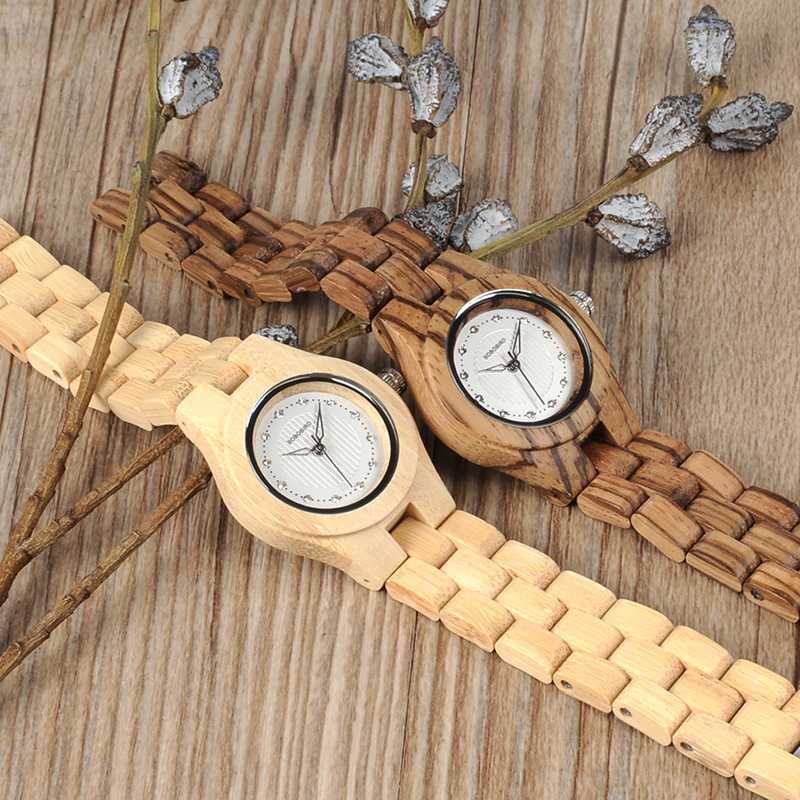 BOBO BIRD Bamboo Zebra Jam Tangan Bambu Analog Wanita - W-O29/O10