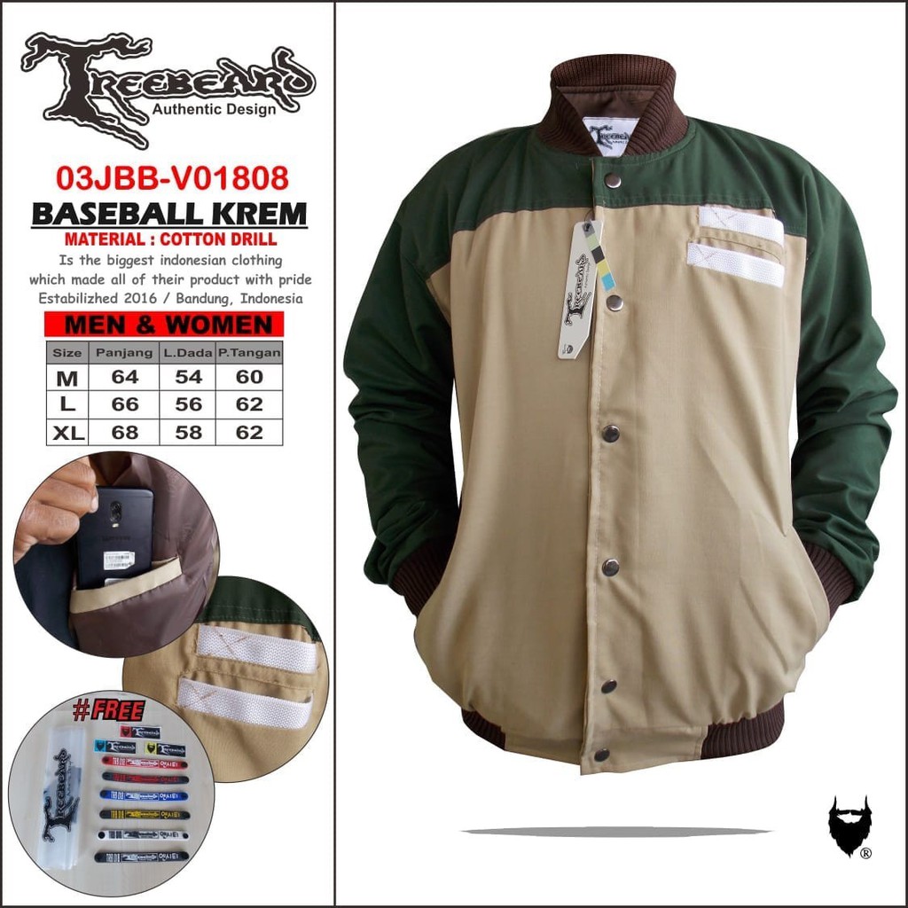 Jaket Baseball Pria - Jaket Pria Baseball - Jaket Varsity pria - jaket Baseball Cream