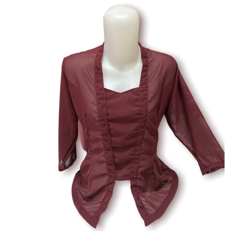 kebaya sifon polos kebaya sifon polos tangan 7/8 murah pakaian adat bali murah