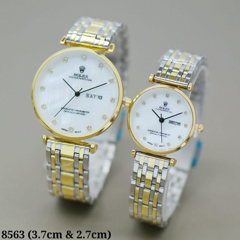 Jam Tangan Watch Couple Fashion RLX HM 8563 Tanggal Aktif Stainless Steel