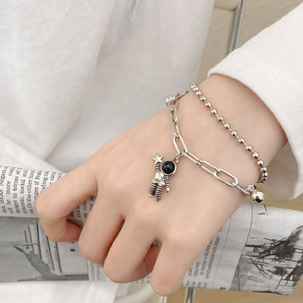 gelang double layer astronaut pendant bracelet jge112(1H4)