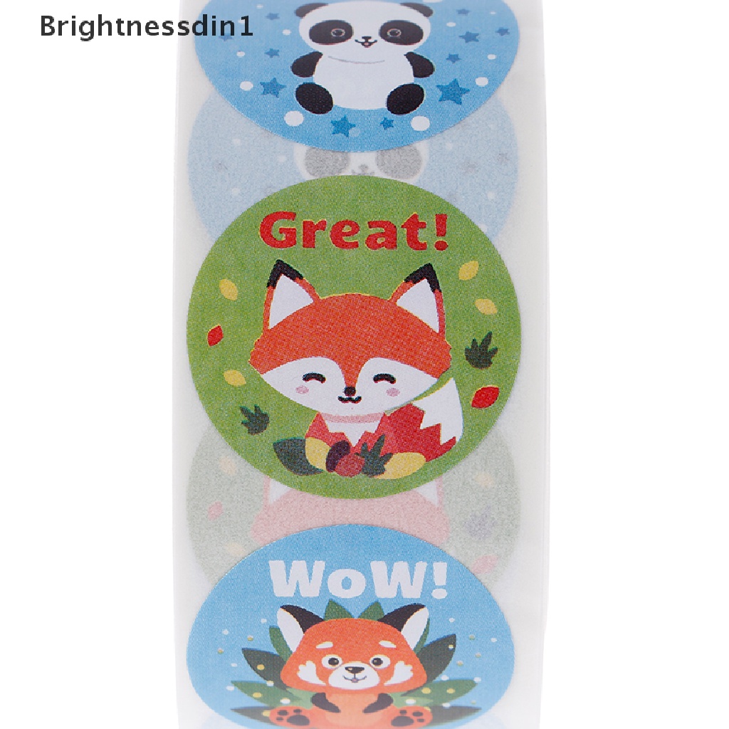 (Brightnessdin1) 500pcs / Set Stiker Motivasi Motif Kartun Hewan Lucu Untuk Hadiah Guru / Sekolah