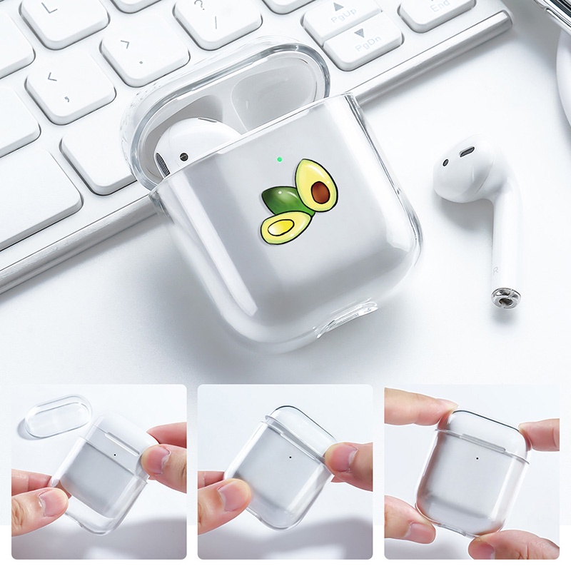 Case Transparan Motif Lukisan Bunga Cover AirPods 1 2 Earphone