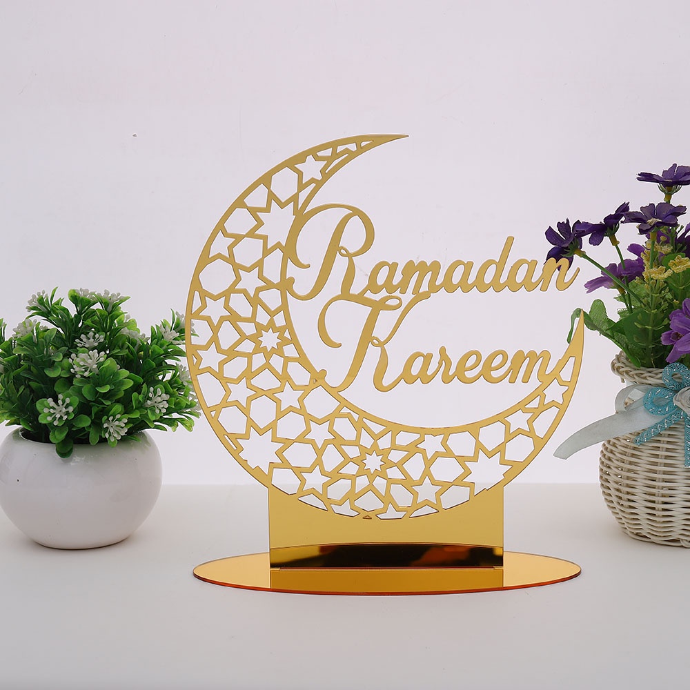 Ornamen Dinding Bentuk Bulan Ramadhan Muslim Bahan Akrilik Untuk Dekorasi Rumah