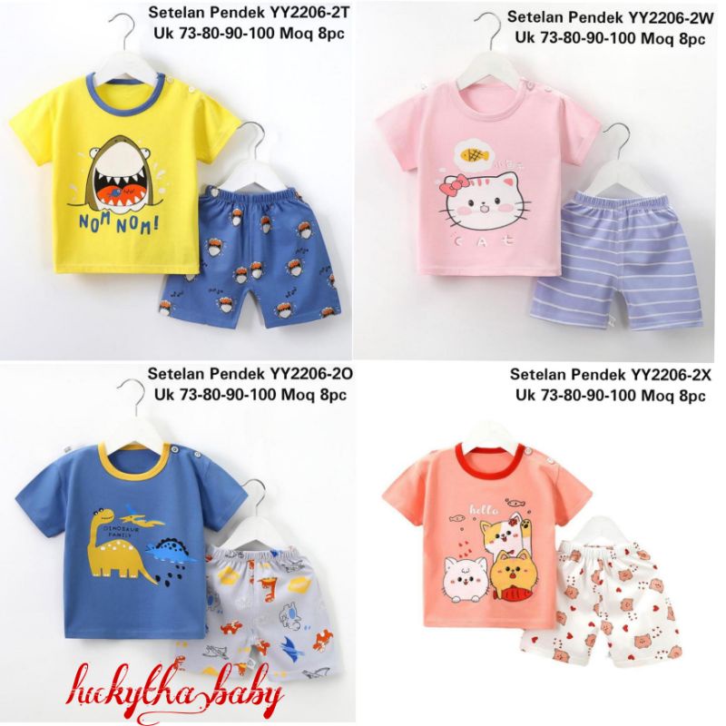 (original) setelan pendek IMPORT anak  boy &amp; girl motif shark,Dino,cat,giraphe / original import Made in china/ setelan anak import