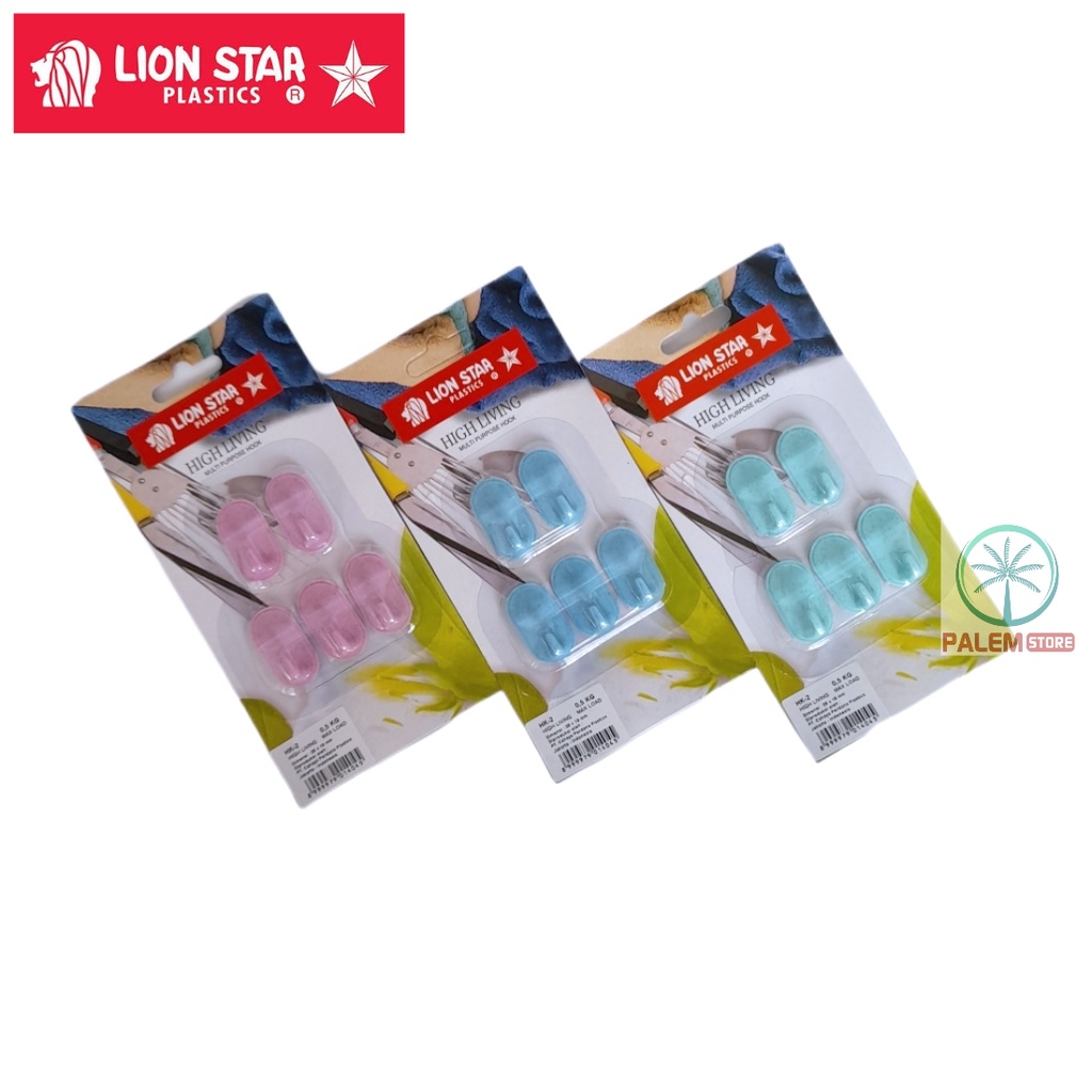 Multi Purpose Hook Gantungan Tempel Lionstar HK-3 Isi 3 Pcs | Gantungan Tempel Lionstar HK-2 Isi 5 Pcs