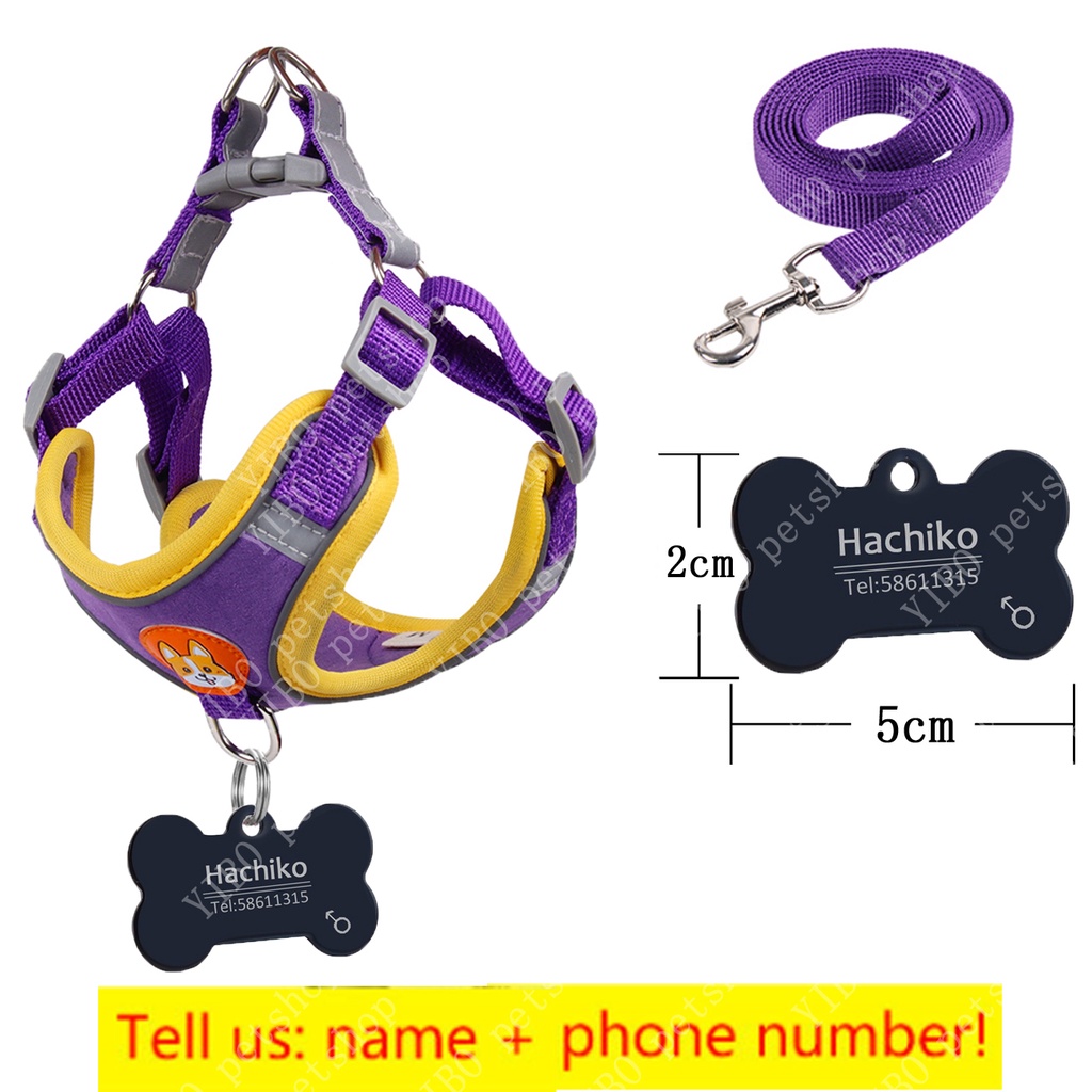 Set Rompi Harness Dan Tali Tuntun Bahan Stainless Steel Untuk Anjing / Kucing