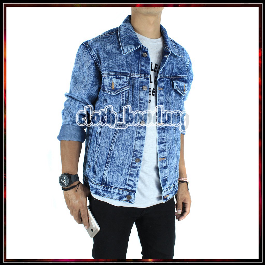 Jaket Jeans Sandwash Levis Ukuran L XL-Snow Blue Sandwash