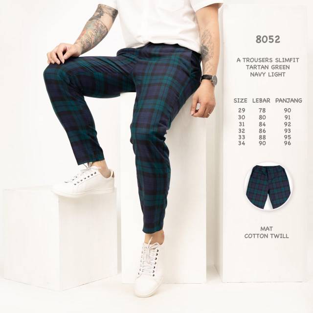  CELANA  PRIA  TARTAN  SLIMFIT CELANA  CHINO PRIA  CELANA  KOTAK 