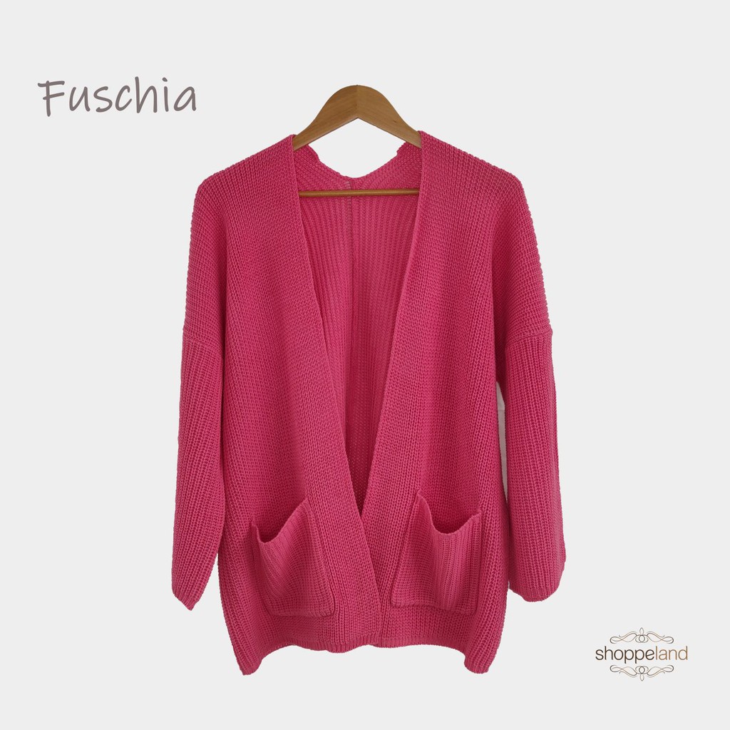 CARDIGAN RAJUT LAVELLA OVERSIZE-Fuschia